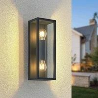 Lindby Outdoor Wall Light /'Peldar/' dimmable (Modern) in Black Made of Aluminium (2 Light Sources, E27) from Wall lamp for Exterior/Interior Walls, House, Terrace und Balcony