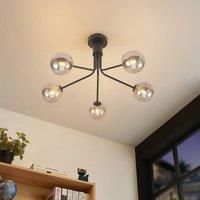Lucande Ceiling Light /'Wynona/' dimmable (Vintage, Antique) in Black Made of Glass for e.g. Living Room & Dining Room (5 Light Sources, G9) from Ceiling lamp, lamp