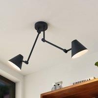 Lucande Phina ceiling light in black, 2-bulb