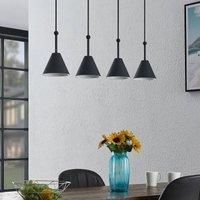 Lucande Phina hanging light in black, four-bulb