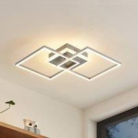 Lindby Fjardo LED ceiling lamp CCT squares, silver