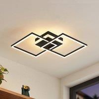 Lindby Fjardo LED ceiling lamp CCT squares, black