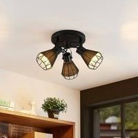 Lindby Ceiling Light /'Yusei/' dimmable in Black Made of Metal for e.g. Living Room & Dining Room (3 Light Sources, E27) from floodlight, Spotlight