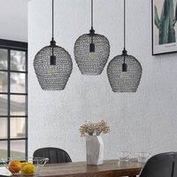Lindby Benja pendant lamp, three-bulb, black