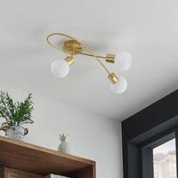 Lindby Elaina ceiling lamp 3-bulb long, brass