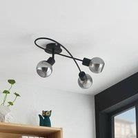 Lindby Elaina ceiling lamp 3-bulb long black/smoke