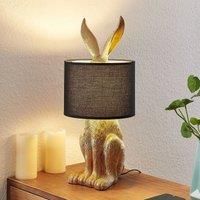 Lindby Lorentina fabric table lamp, rabbit, gold