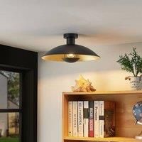 Lindby Narisara ceiling lamp, black and gold 40 cm
