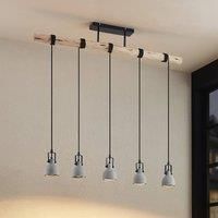 Lindby Amilia hanging, concrete lampshades 5-bulb