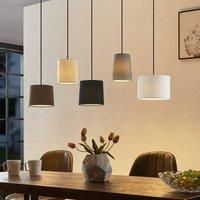 Lindby Amilia hanging fabric lampshades 5-bulb