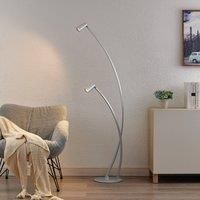 Lucande Velanoris floor lamp, 2-bulb aluminium