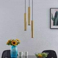 Lindby Joffrey hanging light, 3-bulb, brass