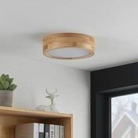 Lindby Tanju ceiling light, oak wood, 30 cm