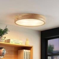 Lindby Tanju ceiling light, oak wood, 50 cm