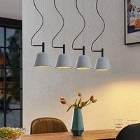 Lucande Otavis hanging light, concrete, 4-bulb