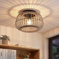 Lindby Bominio ceiling light, rattan, 40 cm
