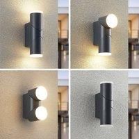 Lindby LED Outdoor Wall Light /'Aspyn/' (Modern) in Black Made of Aluminium (2 Light Sources,) from Wall lamp for Exterior/Interior Walls, House, Terrace und Balcony