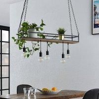 Lindby Kirista pendant light, five-bulb, wood