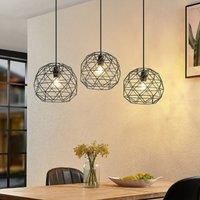 Lindby Karidotta hanging light, steel, three-bulb