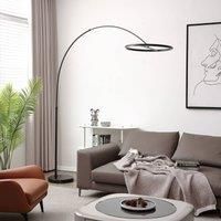 Lucande Virvera LED arc floor lamp, round, black