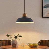 Lindby Nefeli pendant light, wooden detail, 1-bulb