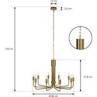 Lindby Elanova chandelier, 10-bulb, brass