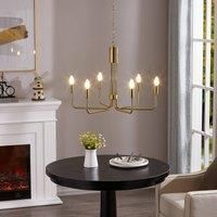 Lindby Elanova chandelier, 6-bulb, brass