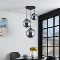 Lindby Teeja hanging light, 3 glass globes, grey
