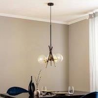Lucande Sotiana 3-bulb hanging light, round, brass