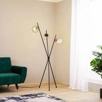 Lucande Sotiana floor lamp, 3 glass globes, black