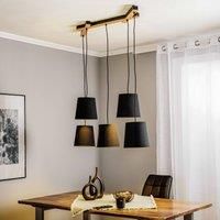 Lucande Thamila hanging light, black, oak