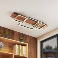 Lucande Chariska LED ceiling lamp wood black 95cm