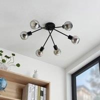 Lindby Lioma ceiling light, 6-bulb, black
