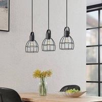 Lindby Flintos hanging light, 3-bulb, black