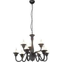 Lindby Flaka chandelier, anthracite, 9-bulb