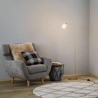 Lucande Taylan floor lamp, iron, glass lampshade