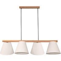 Lucande Jinda pendant light, wood, white fabric