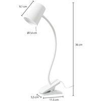 Lindby Ailina LED table lamp, clamping base, white