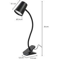 Lindby Ailina LED table lamp, clamping base, black