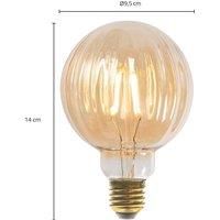 Lucande E27 3.8W LED bulb G95, 2700K, 340lm, grooves amber