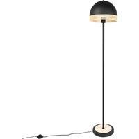 Lindby Lonnaris floor lamp with rattan, black