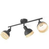 Lindby Lonnaris spotlight, rattan, 3-bulb, long