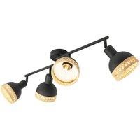 Lindby Lonnaris spotlight, rattan, black, 4-bulb