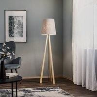 Rothfels Jata tripod floor lamp, wood, felt, grey