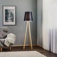 Rothfels Jata tripod floor lamp wood, black chintz