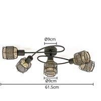 Lindby Eudoria ceiling lamp 5-bulb black/gold