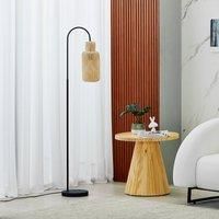 Lindby Venora floor lamp, bamboo lampshade, 1-bulb