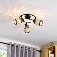 Lindby Yaelle spot metal rattan 3-bulb round