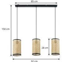 Lindby Yaelle hanging light metal rattan 3-bulb