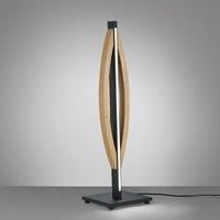 Quitani LED table lamp Kiera, oak/black matt